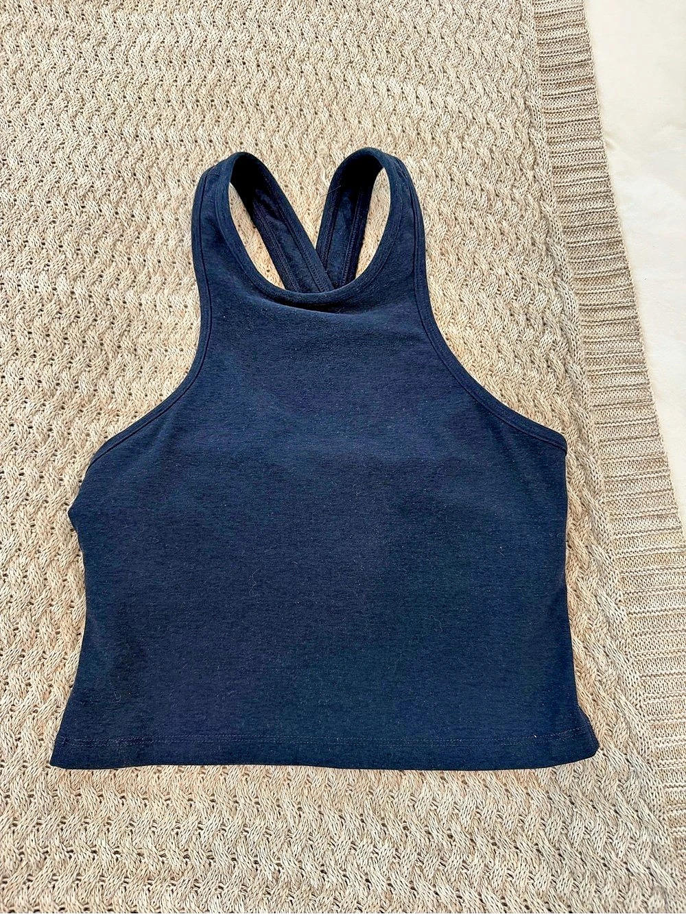 Beyond Yoga Spacedye Slim Racerback Cropped Tank Navy Small